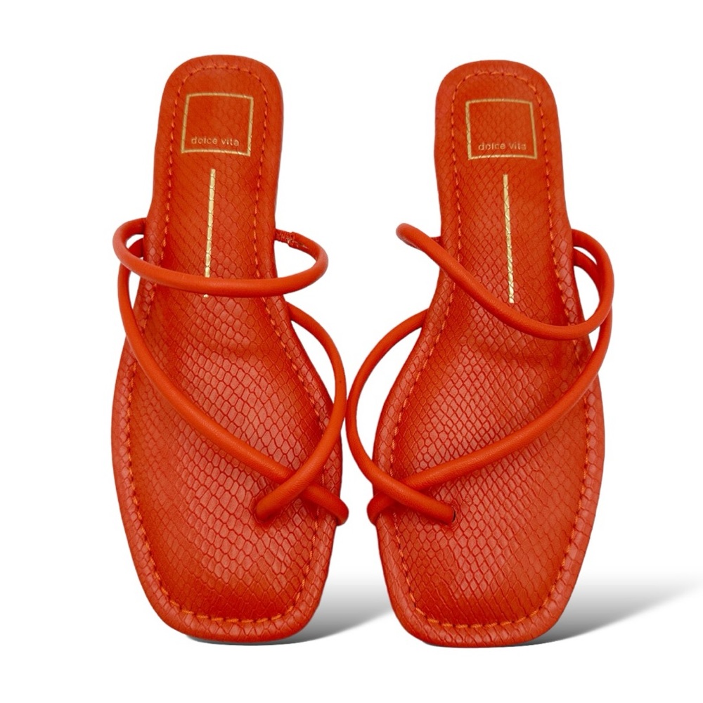 Dolce Vita Leanna Strappy Thong Flat Sandals in Persimmon Orange Sz 9.5